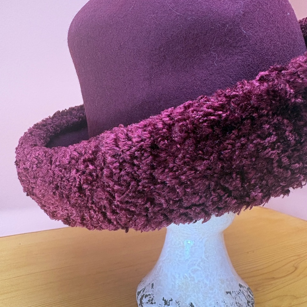 Vintage Burgundy Wool Felt Statement Hat - Picture 2 of 5